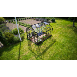 HALLS szklarnia ogrodowa ICON 8 (8,1 m2; 2,55 x 3,17 m) czarna, szkło hartowane + baza